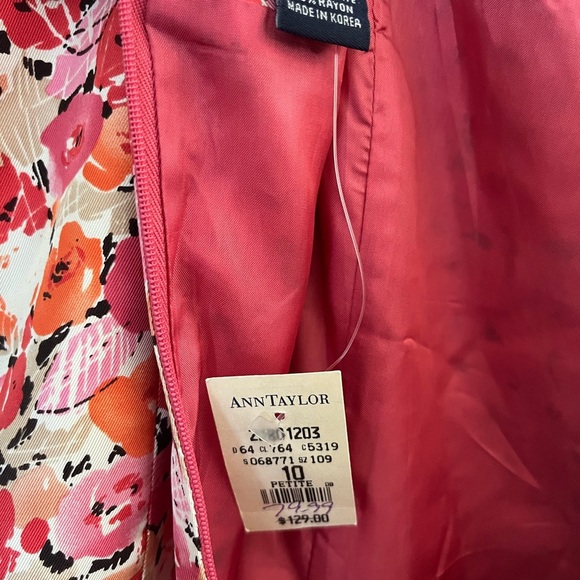 Vintage Ann Taylor Size 10 Petite Silk Pink Floral Sleeveless Apron Mini Dress - Picture 10 of 10